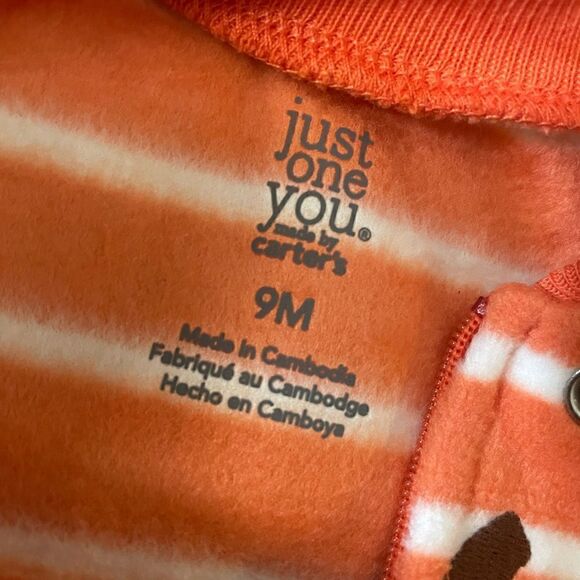 NWT Carter's Just One You®️ Baby Pumpkin Striped Footed Pajama - … - Picture 5 of 7